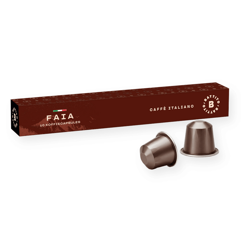 Faia aluminium koffiecapsules van Battito uit Italië voor Nespresso koffiecupmachines