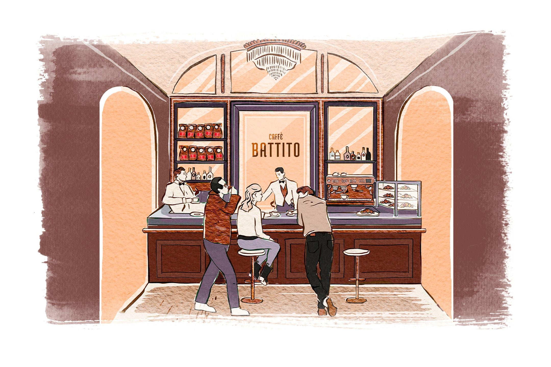 Napolitaanse espresso bar in Italië waar koffie van Battito wordt geserveerd