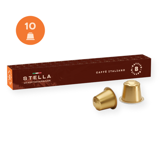 Stella aluminium koffiecapsules van Battito uit Italië voor Nespresso koffiecupmachines