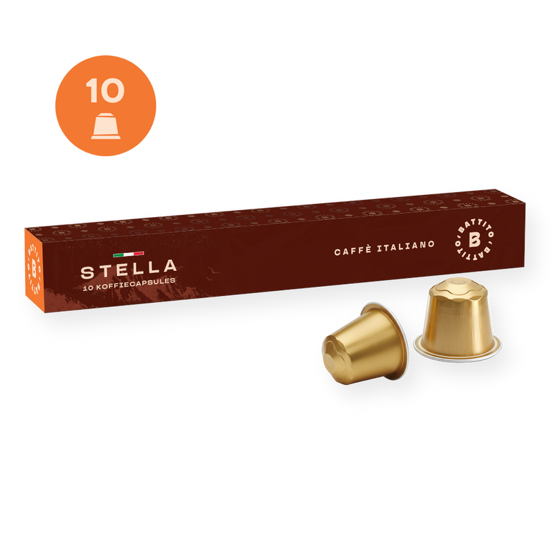 Stella aluminium koffiecapsules van Battito uit Italië voor Nespresso koffiecupmachines