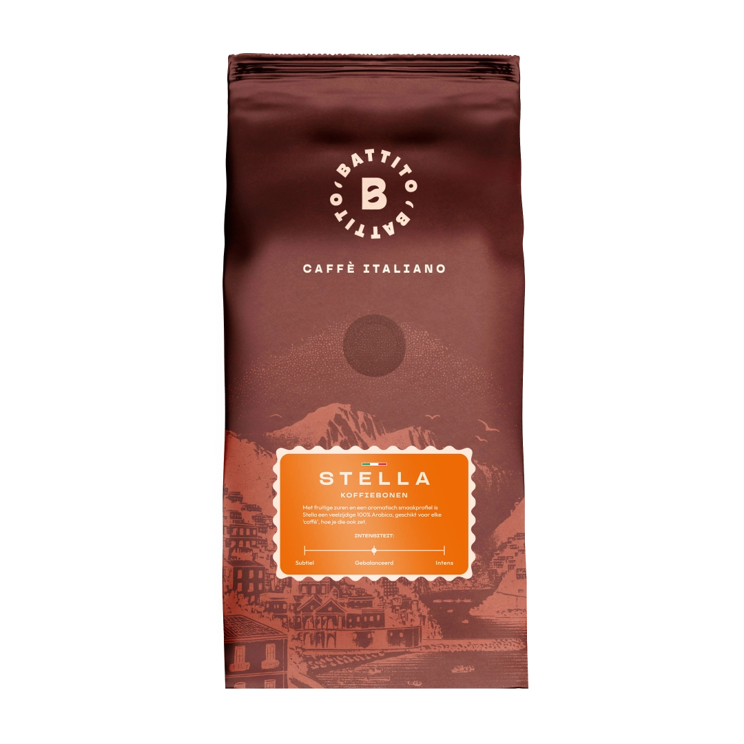 100% Arabica koffiebonen Stella van Battito uit Italië voor lungo, americano of caffèa
