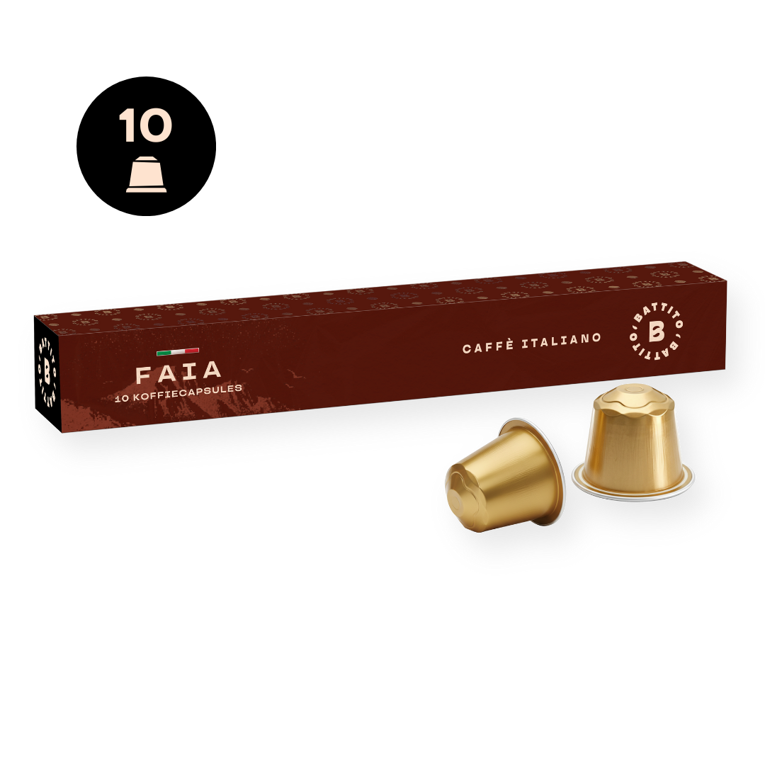 Faia aluminium koffiecapsules van Battito uit Italië voor Nespresso koffiecupmachines