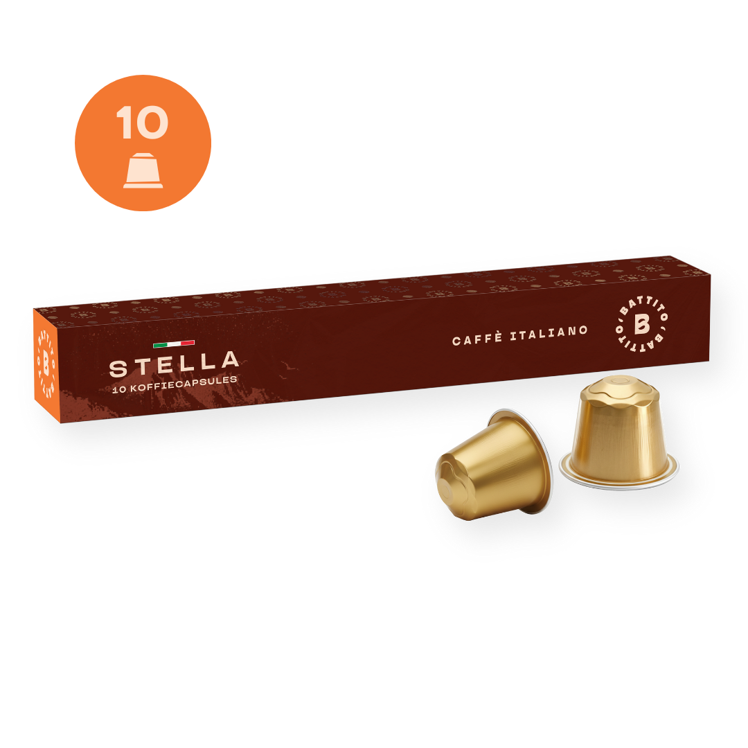 Stella aluminium koffiecapsules van Battito uit Italië voor Nespresso koffiecupmachines